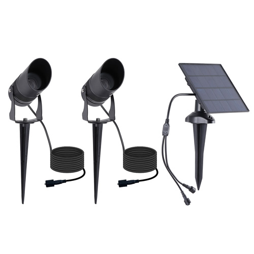 Set of 2 Aluminum Solar Spotlights